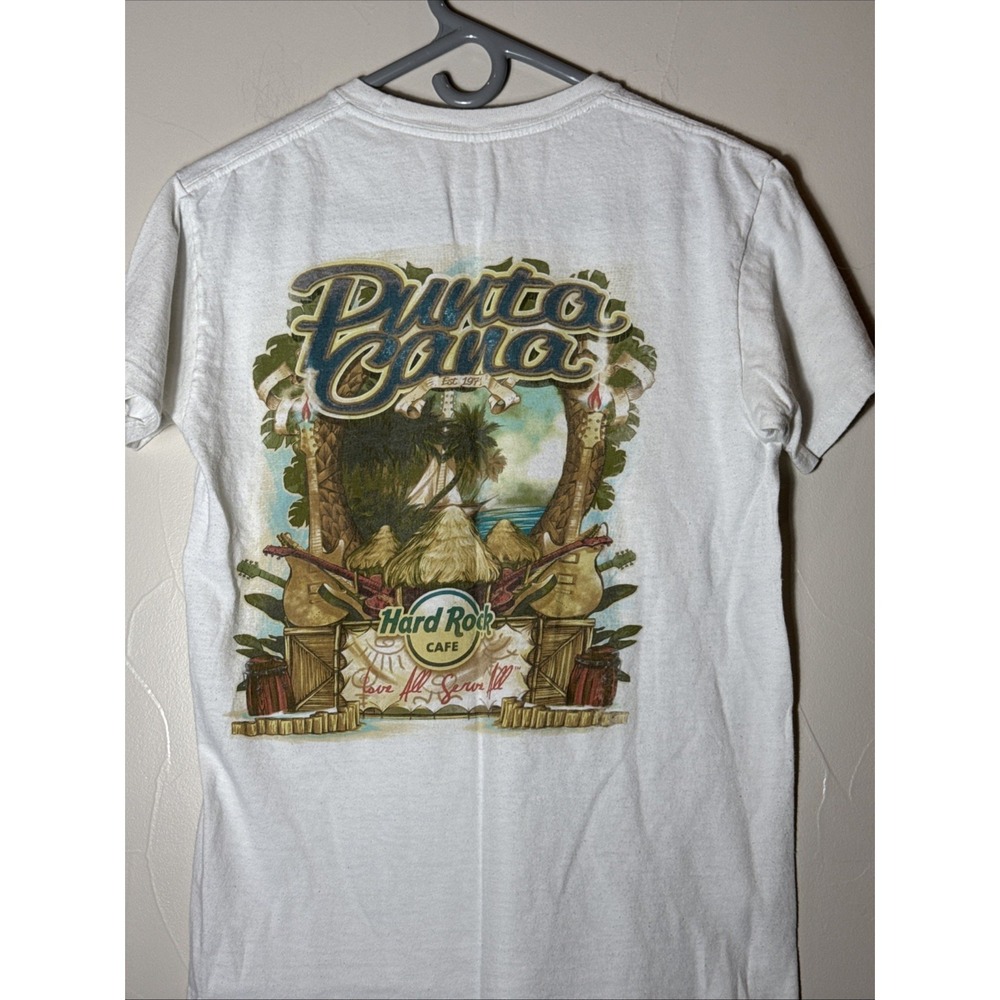 Hard Rock Cafe Shirt Mens Medium White Punta Cana Graphic Tee Short Sleeve